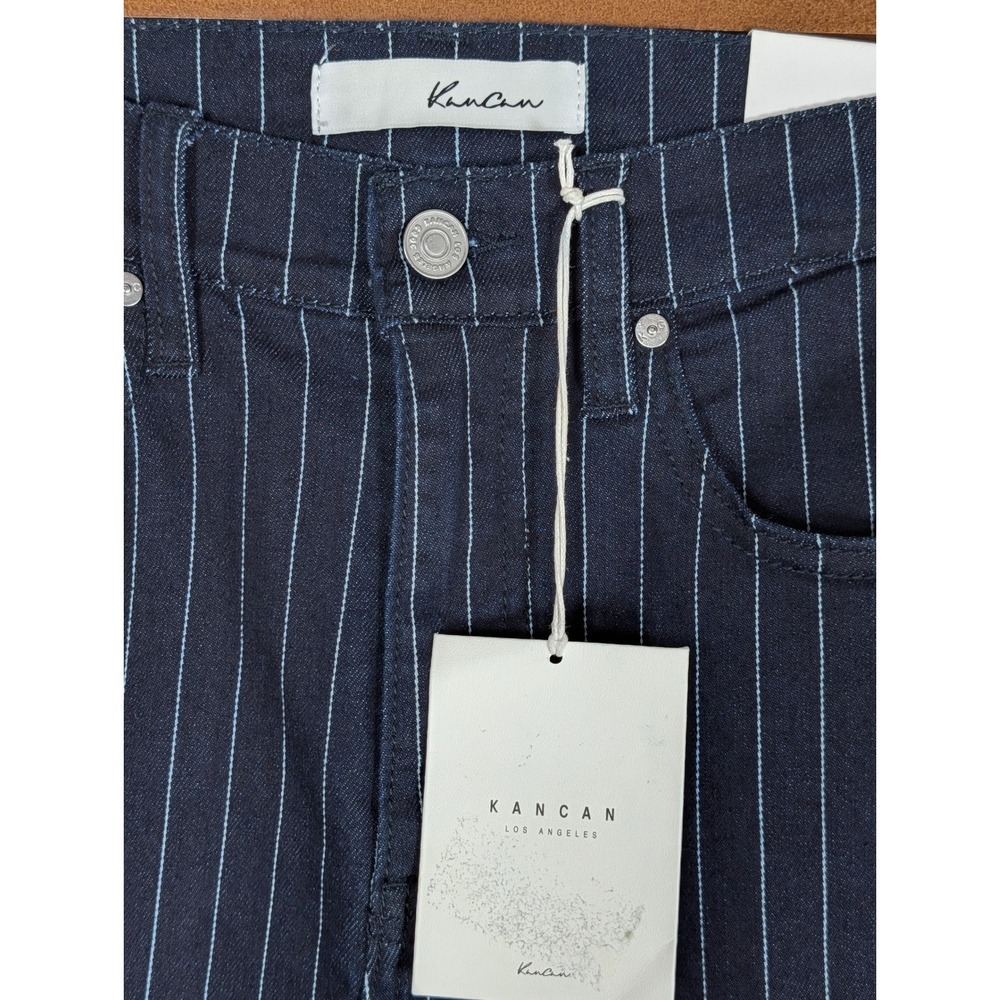 KanCan High Rise Pinstripe Jeans Dark Wash Indigo Womens 5/26 NWT